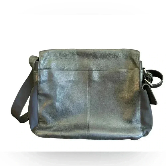 Fossil Leather Microfiber Black large Multi Pocket Shoulder Tote Messenger Bag - Picture 16 of 16